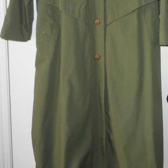 NEW Full Length Olive Green Rain Coat w/Lining - Picture 2 of 6